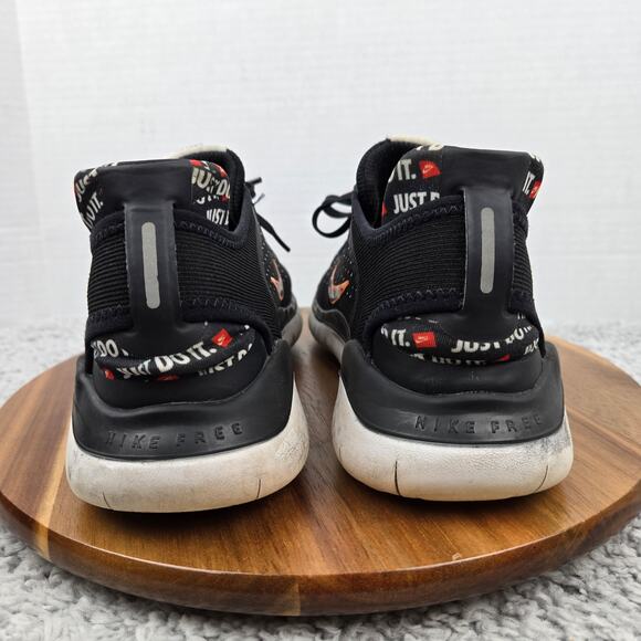 Nike Mens 10.5 Free Rn 2018 Just Do It Black Orange Daily Sneaker AT4246-001 - Picture 2 of 12